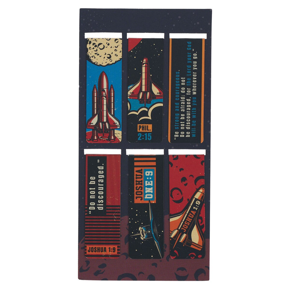 Be Strong Blue Space Magnetic Bookmark Set - Joshua 1:9 by Christian Art Gifts, product view 2
