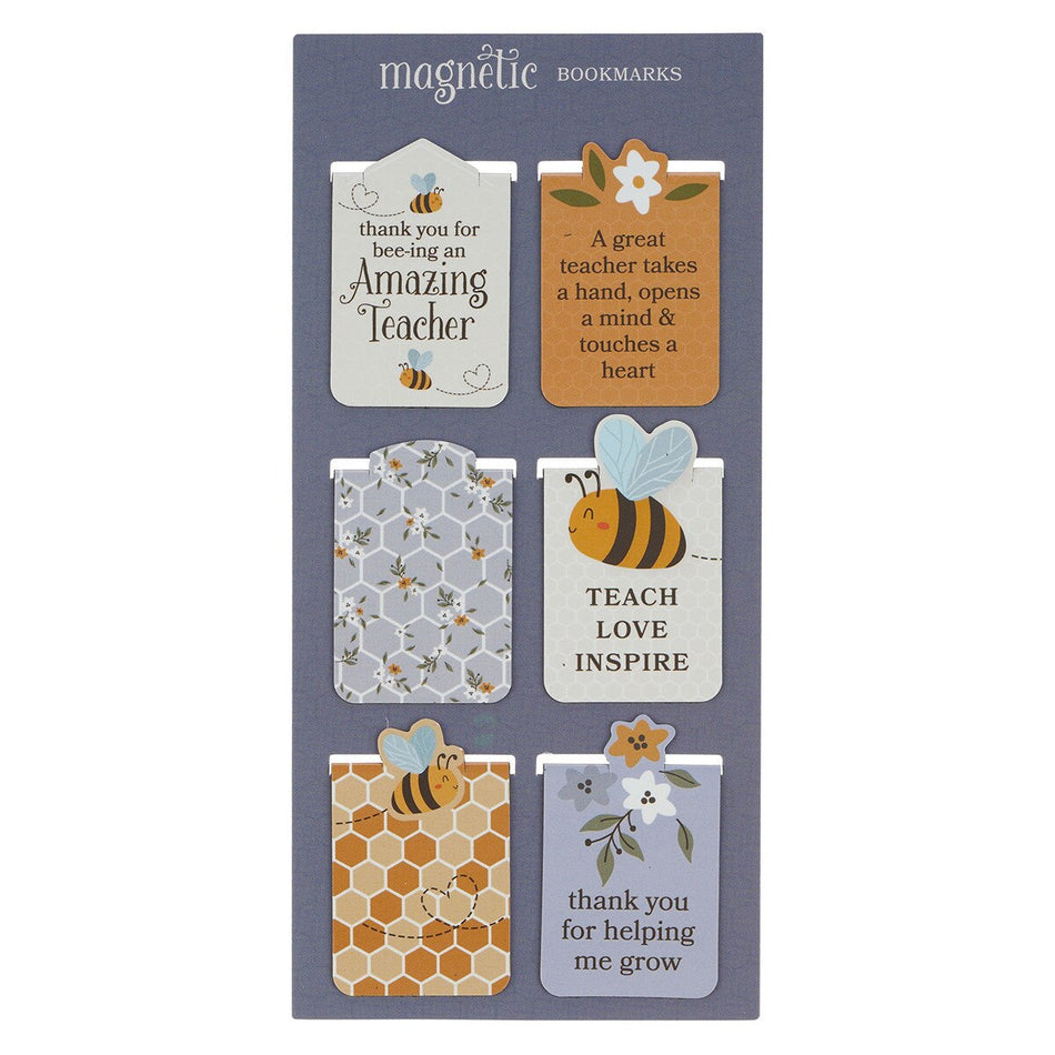 Amazing Teacher Blossom and Bees Magnetic Bookmark Set
