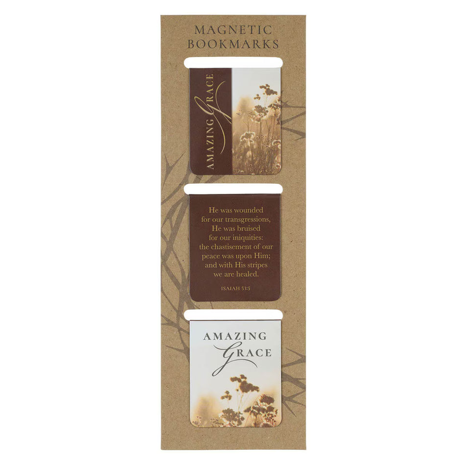 Amazing Grace Wildflower Die-cut Magnetic Bookmark Set - Isaiah 53:5