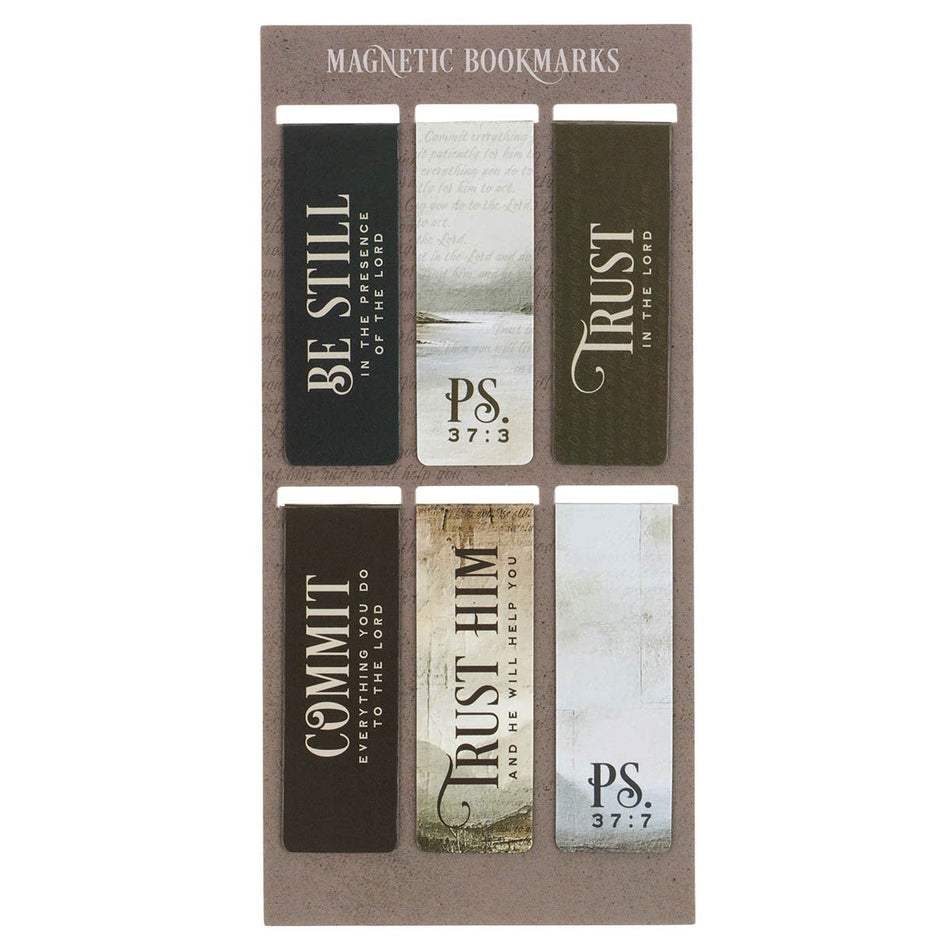 Still, Trust, Commit Scenic Nature Magnetic Bookmark Set - Psalm 37: 3-7 by Christian Art Gifts