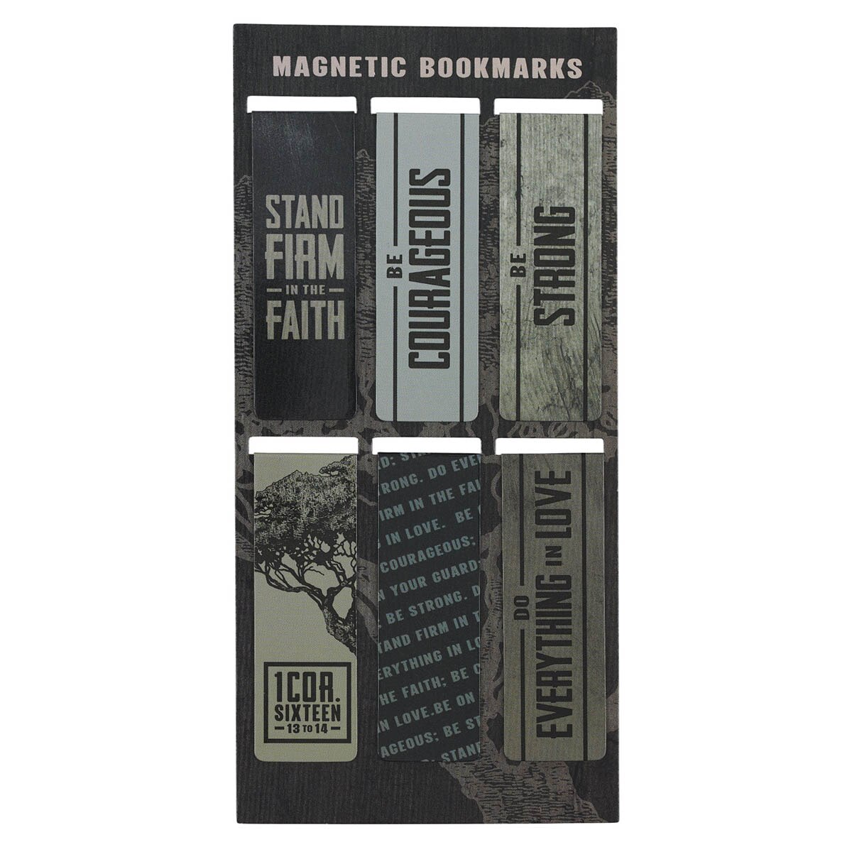 Stand Firm Neutral-tone Magnetic Bookmark Set - 1 Corinthians 16:13-14 by Christian Art Gifts