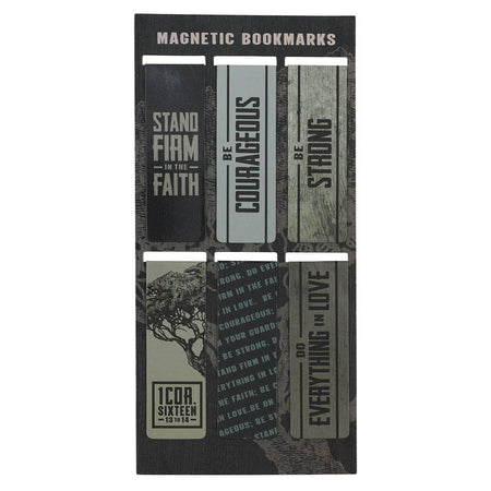 Stand Firm Neutral-tone Magnetic Bookmark Set - 1 Corinthians 16:13-14 by Christian Art Gifts