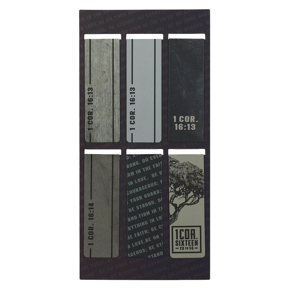 Stand Firm Neutral-tone Magnetic Bookmark Set - 1 Corinthians 16:13-14 by Christian Art Gifts, product view 2