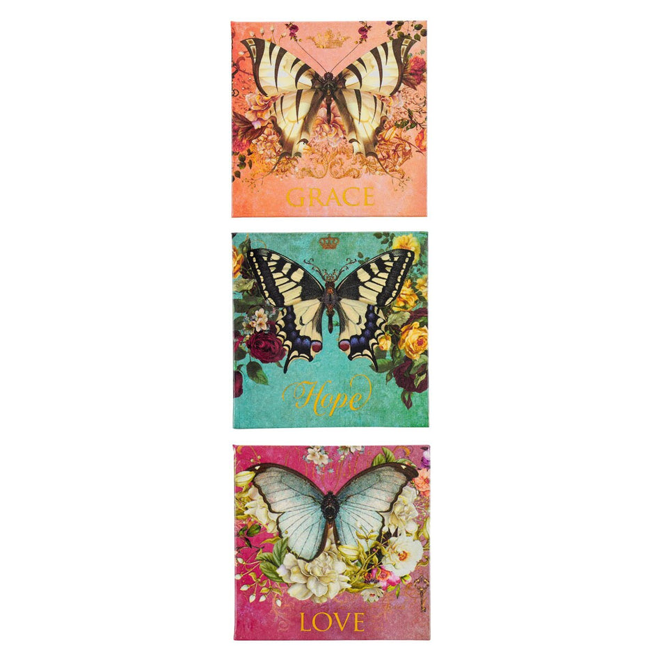 Grace, Faith, Love Secret Garden Butterfly Magnet Set by Christian Art Gifts, product view 2
