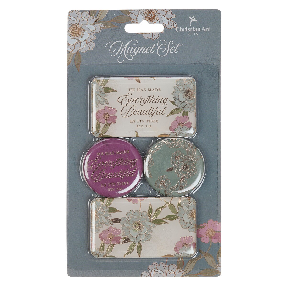 Everything Beautiful Whimsical Blooms Magnet Set - Ecclesiastes 3:11 by Christian Art Gifts