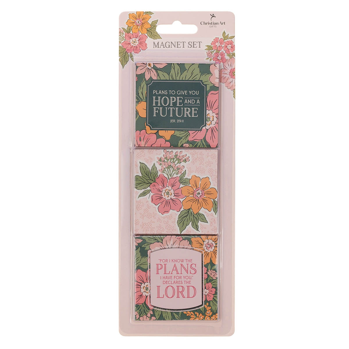 Hope and a Future Pink Floral Magnet Set - Jeremiah 29:11 by Christian Art Gifts