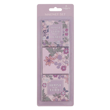 Trust in the Lord Purple Spring Floral Magnet Set - Proverbs 3:5 by Christian Art Gifts