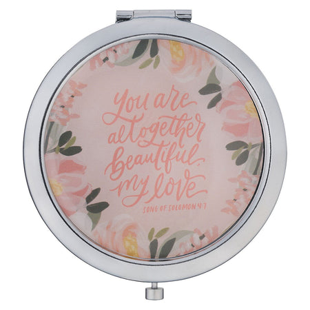 Altogether Beautiful Silver Metal Compact Mirror – Song of Solomon 4:7 by Christian Art Gifts