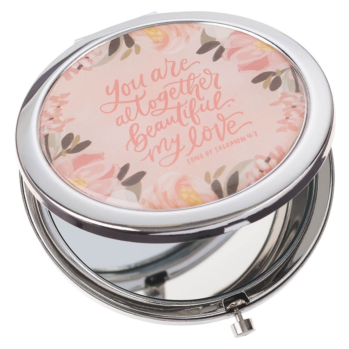 Altogether Beautiful Silver Metal Compact Mirror – Song of Solomon 4:7 by Christian Art Gifts, product view 4