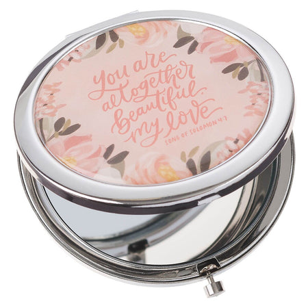 Altogether Beautiful Silver Metal Compact Mirror – Song of Solomon 4:7 by Christian Art Gifts, product view 4