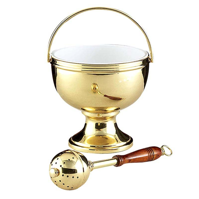 Gold Holy Water Pot with Sprinkler Set by Christian Brands