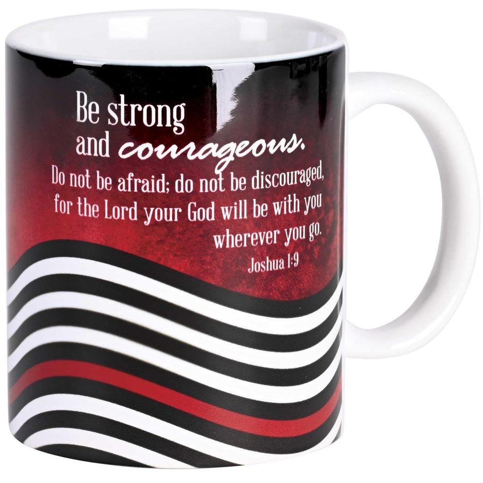 Firefighter Strong And Courageous Black and Red Christian Flag 11 Ounces by Dicksons, product view 2
