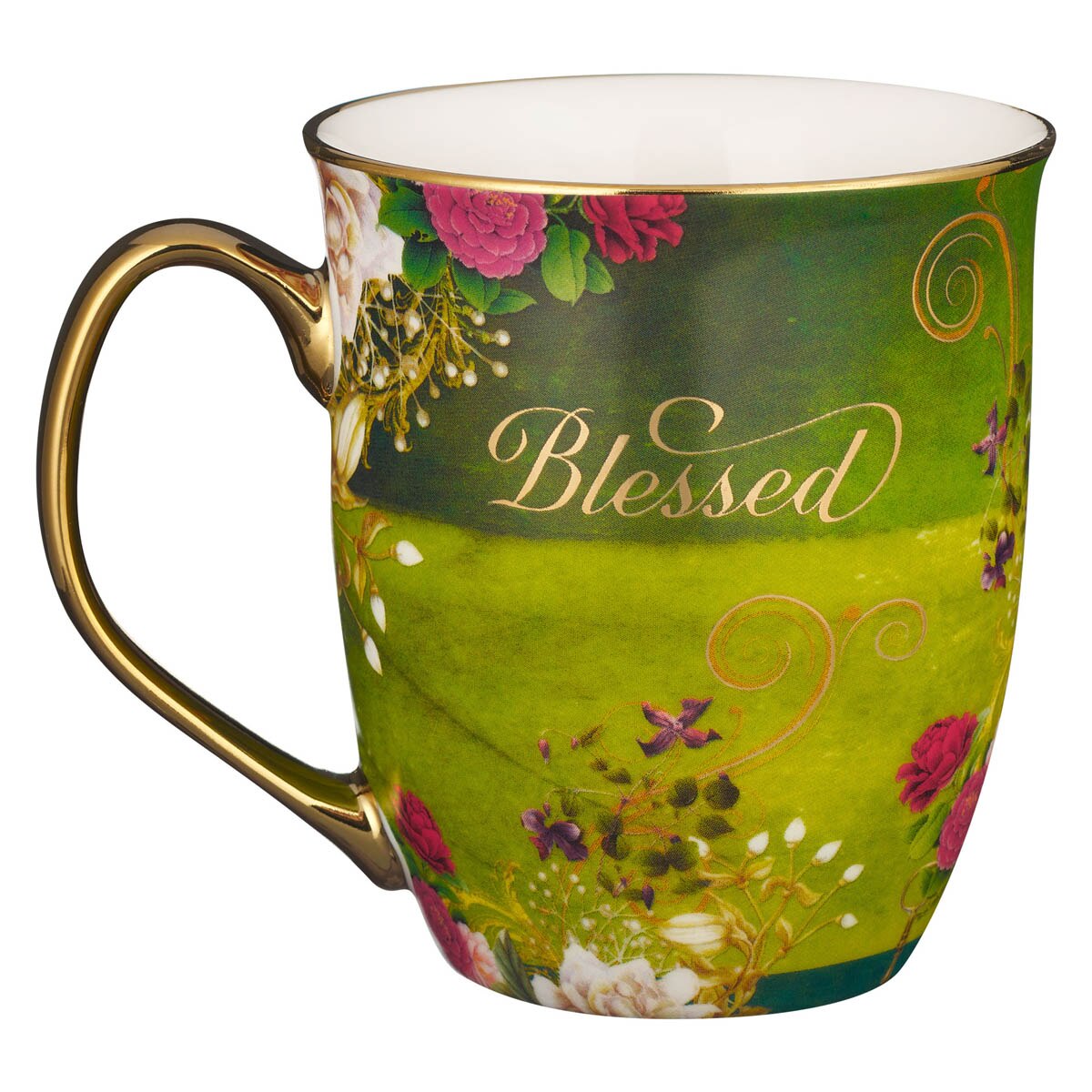 Blessed Blue Peacock Ceramic Coffee Mug - Jeremiah 17:7 by Christian Art Gifts, product view 3