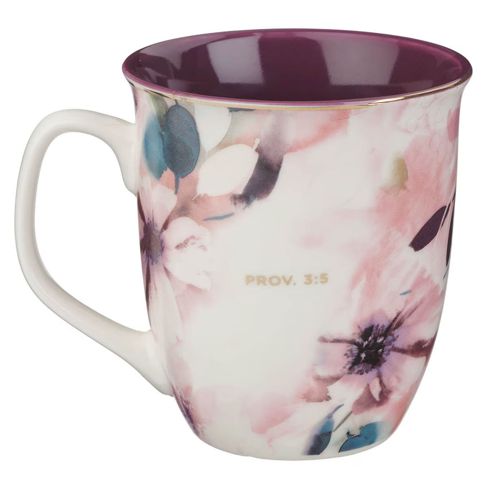 Taza “Confía en el Señor” Flor de ciruela – Prov 3:5