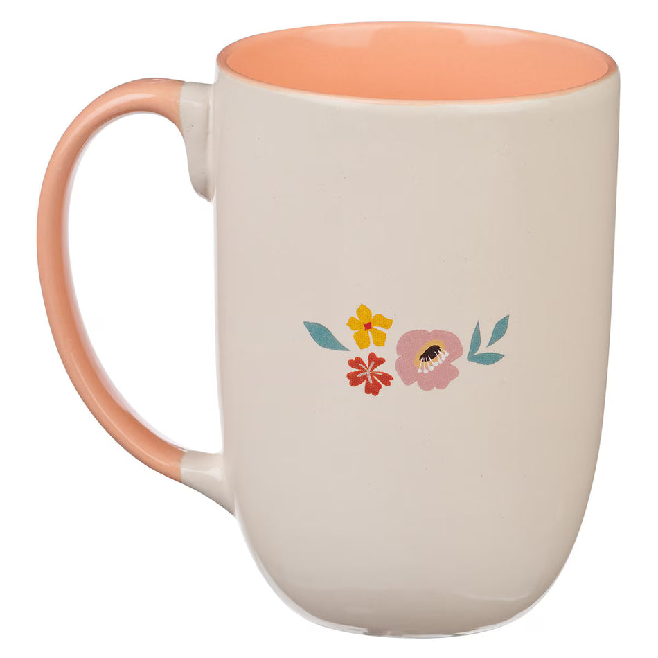 World's Greatest Mom Peach Floral Ceramic Coffee Mug