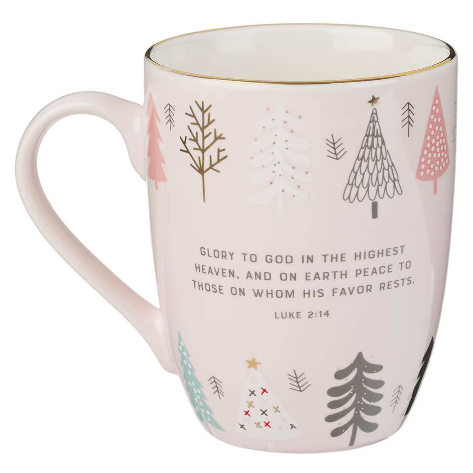 Peace on Earth Pink Ceramic Mug - Luke 2:14