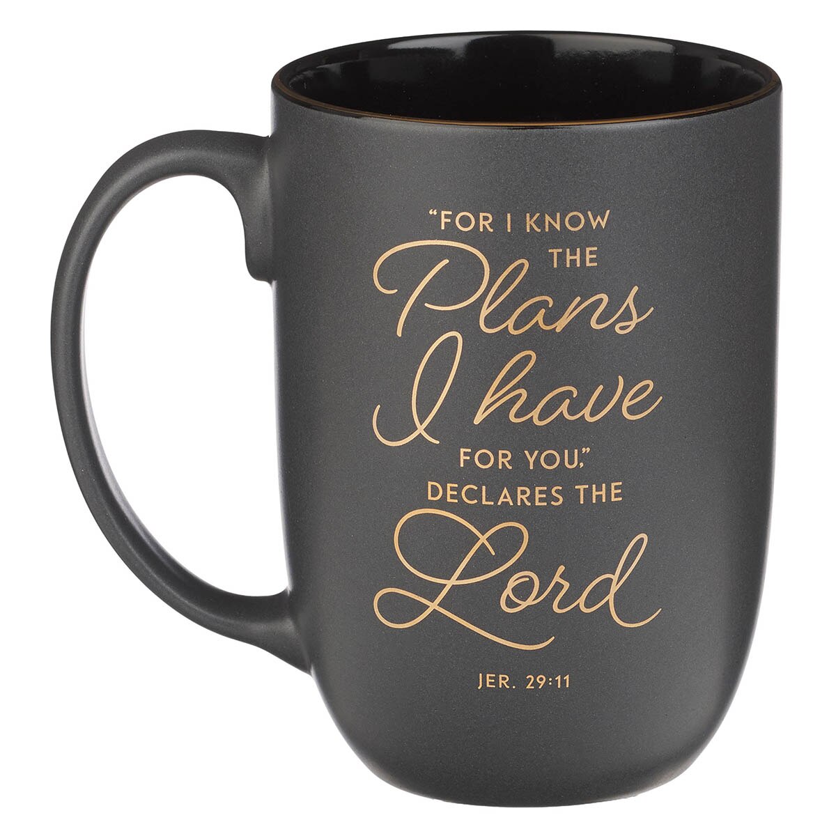 I Know the Plans Graphite Gray Ceramic Mug - Jeremiah 29:11 by Christian Art Gifts, product view 2