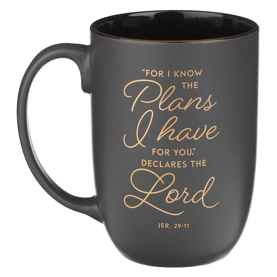 I Know the Plans Graphite Gray Ceramic Mug - Jeremiah 29:11 by Christian Art Gifts, product view 2