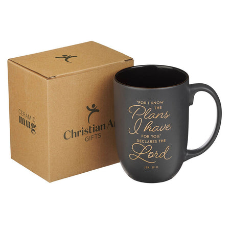 I Know the Plans Graphite Gray Ceramic Mug - Jeremiah 29:11 by Christian Art Gifts, product view 3