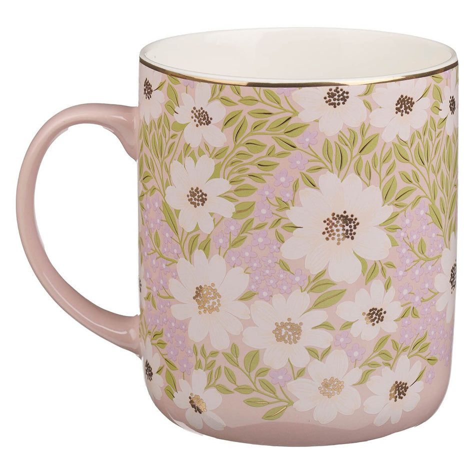 Bless and Keep You Blush Bloom Ceramic Coffee Mug - Numbers 6:24 by Christian Art Gifts, product view 2