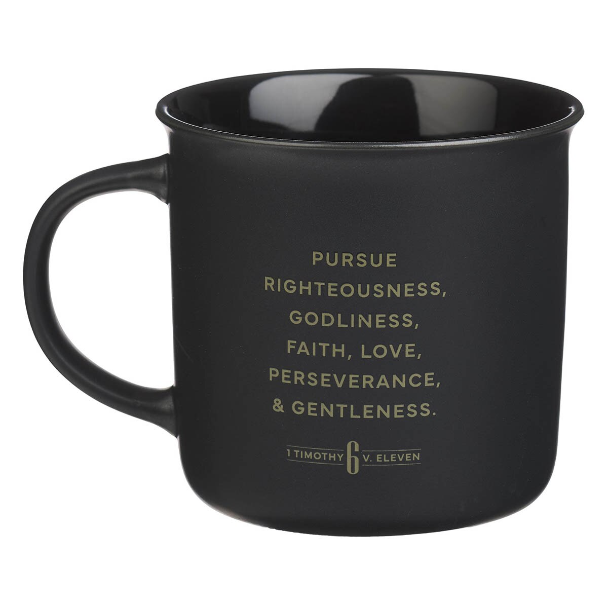 Man of God Matte Black Ceramic Coffee Mug - 1 Timothy 6:11 by Christian Art Gifts, product view 2