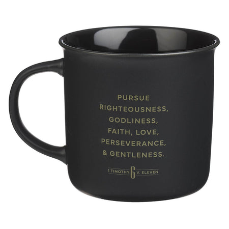 Man of God Matte Black Ceramic Coffee Mug - 1 Timothy 6:11 by Christian Art Gifts, product view 2
