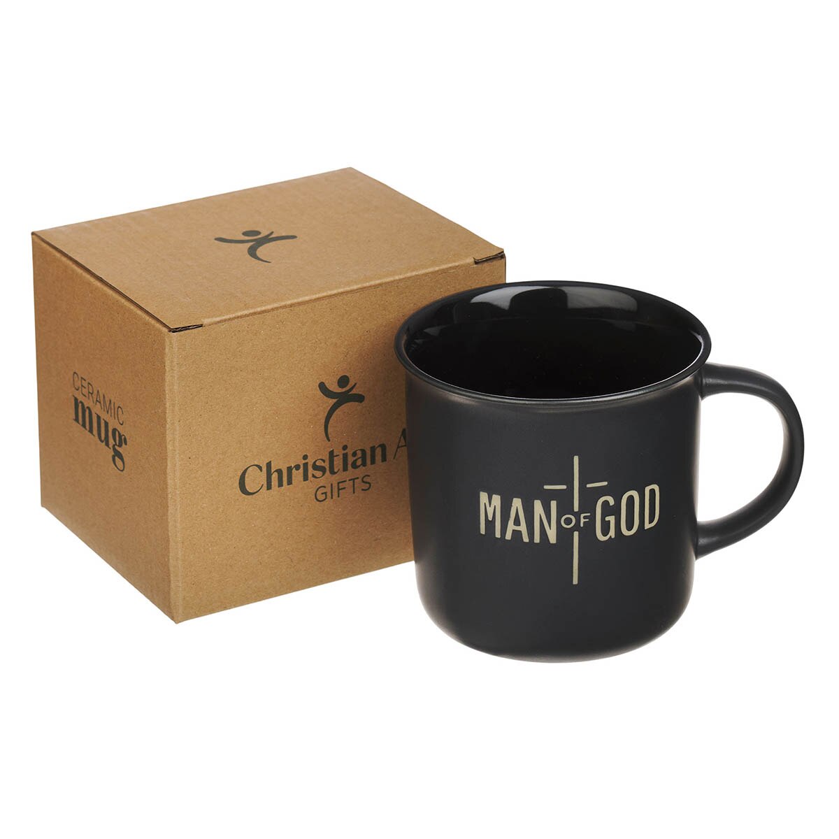 Man of God Matte Black Ceramic Coffee Mug - 1 Timothy 6:11 by Christian Art Gifts, product view 3