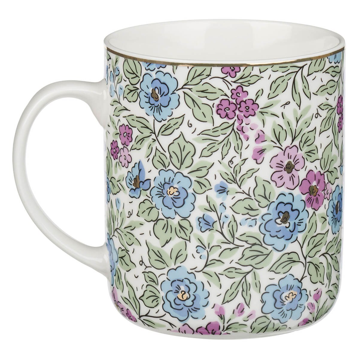 Be Still and Know Purple Trio Floral Ceramic Coffee Mug - Psalm 46:10 by Christian Art Gifts, product view 2