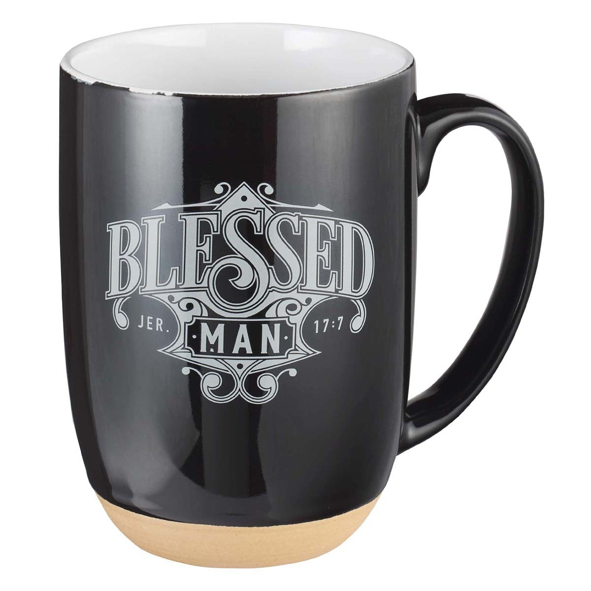 Blessed Man Ceramic Coffee Mug with Dipped Clay Base - Jeremiah 17:7 by Christian Art Gifts