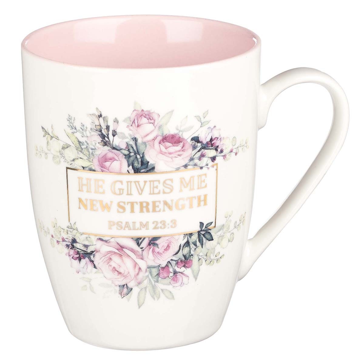 New Strength Ceramic Coffee Mug - Psalms 23:3 by Christian Art Gifts