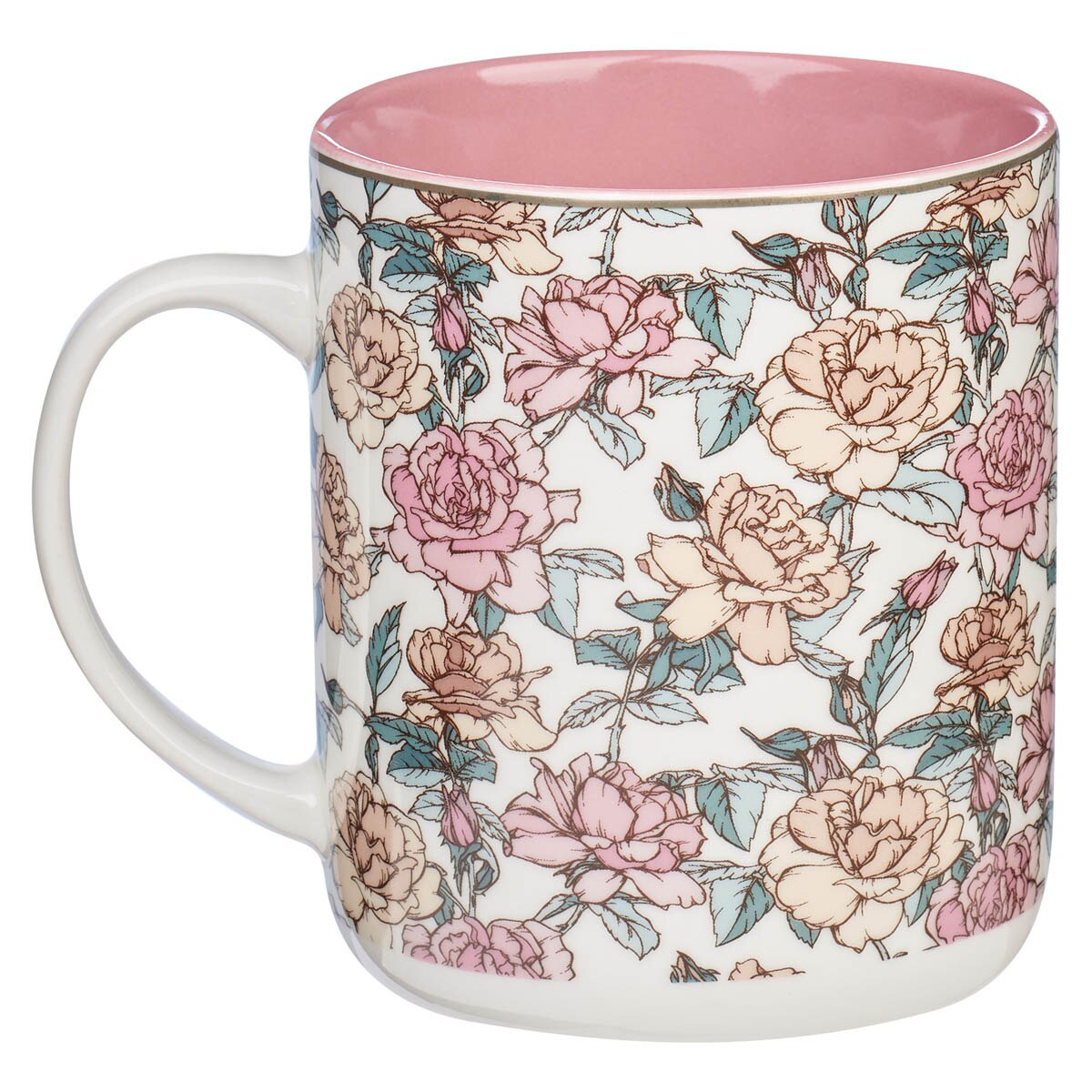 My Strength and My Song Pink Rose Ceramic Coffee Mug - Psalm 118:14 by Christian Art Gifts, product view 2
