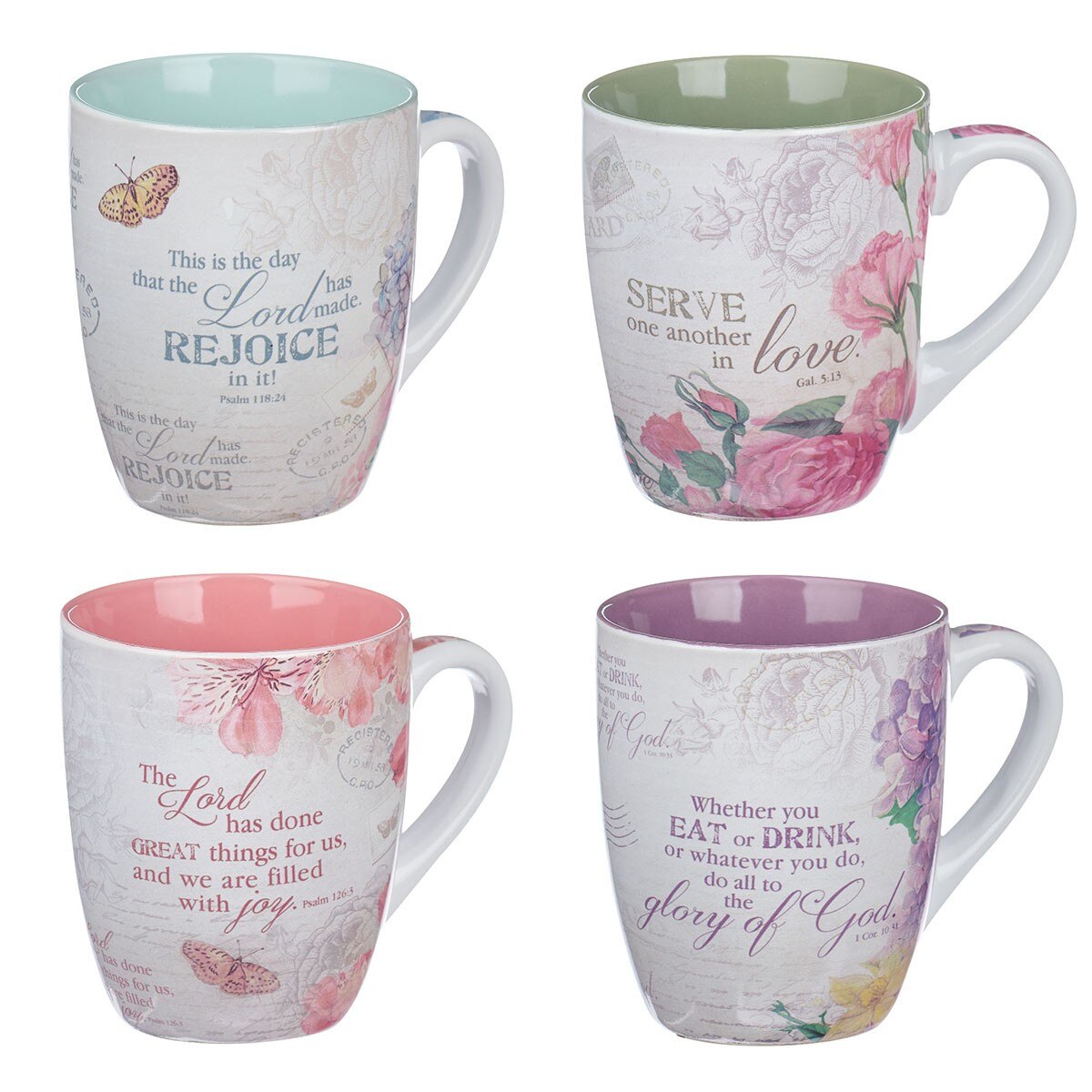 Floral Inspirations Four-piece Coffee Mug Set by Christian Art Gifts