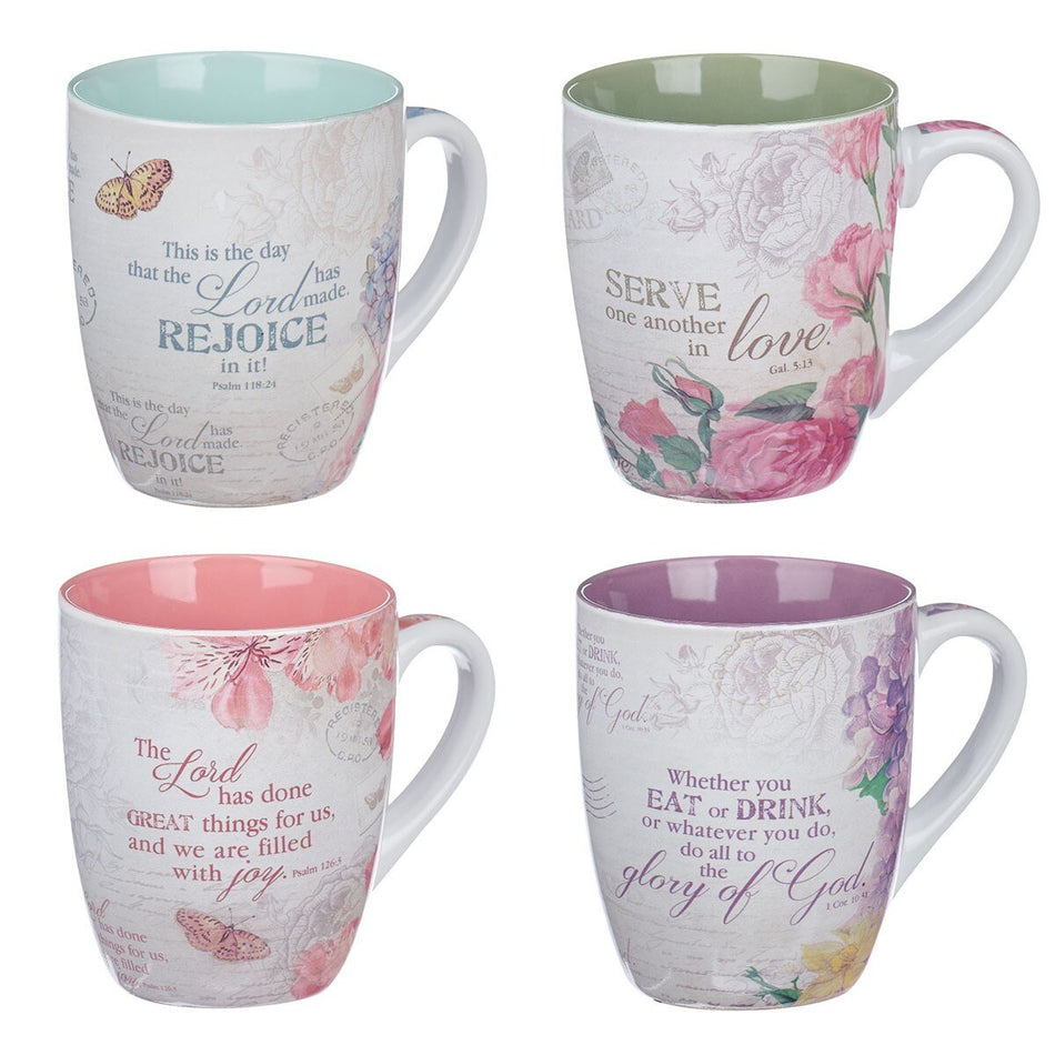 Floral Inspirations Four-piece Coffee Mug Set by Christian Art Gifts
