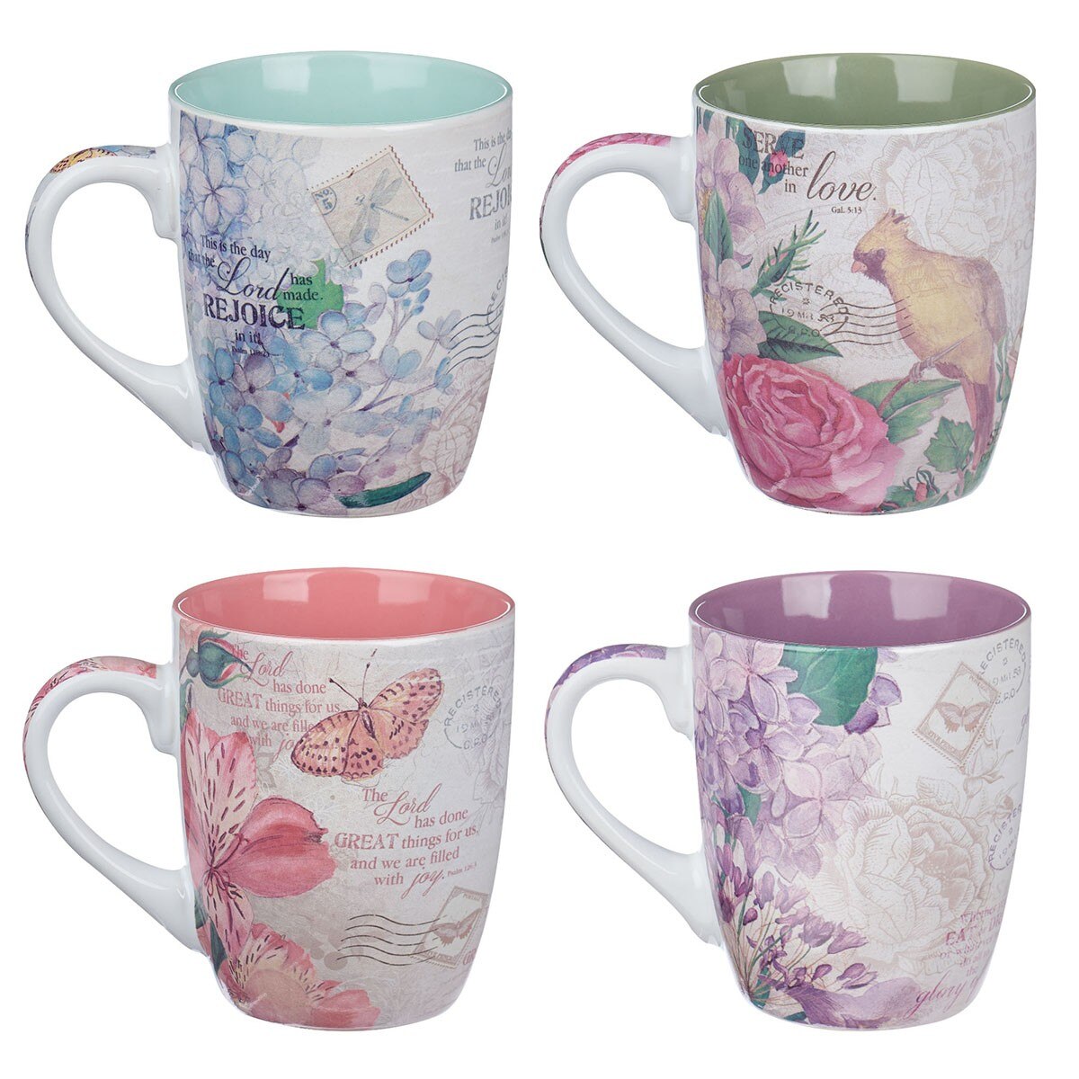 Floral Inspirations Four-piece Coffee Mug Set by Christian Art Gifts, product view 2