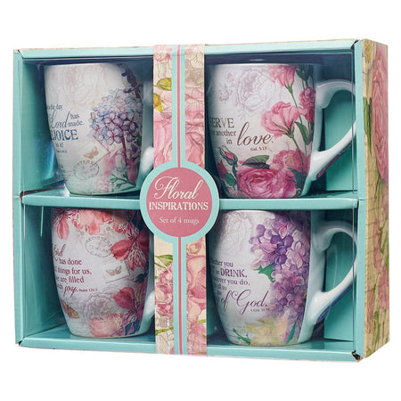 Floral Inspirations Four-piece Coffee Mug Set by Christian Art Gifts, product view 3