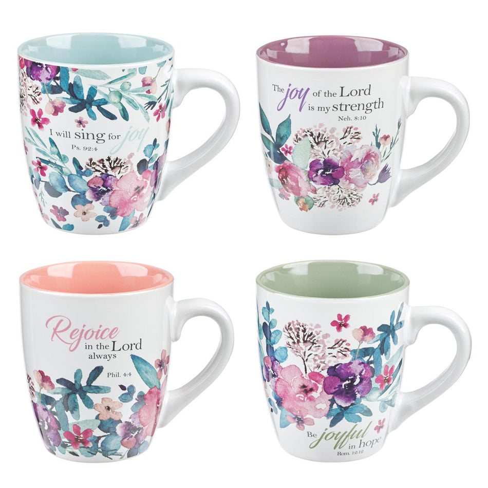 Rejoice Collection Four-piece Ceramic Coffee Mug Set by Christian Art Gifts