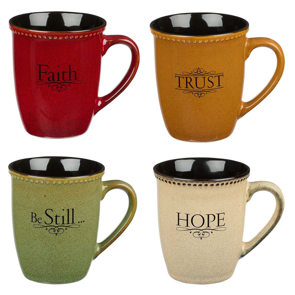 Faith, Hope, Trust & Be Still Stoneware Mug Set by Christian Art Gifts