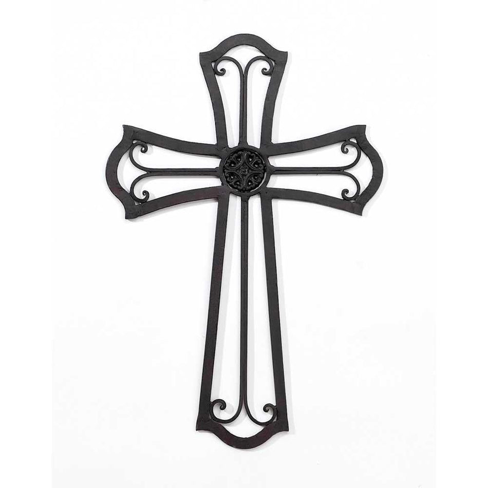Medallion Open Black 18 Inch Metal Decorative Hanging Wall Cross by Dicksons