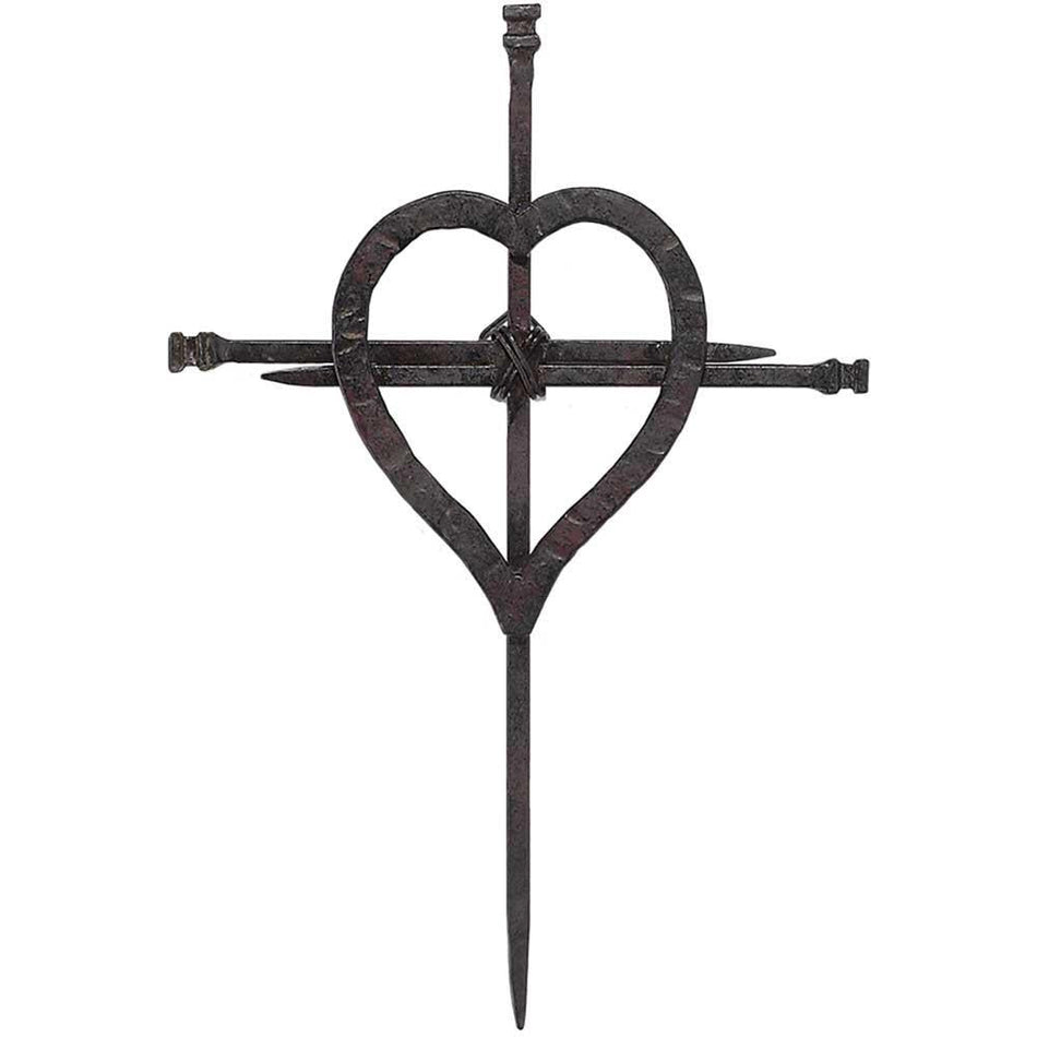 Cross Wall 3 Nail Cross with Heart Metal 12.5 by Dicksons