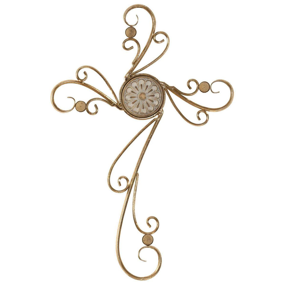 Gold Tone Swirl 14 x 21 Metal Decorative Hanging Wall Cross by Dicksons