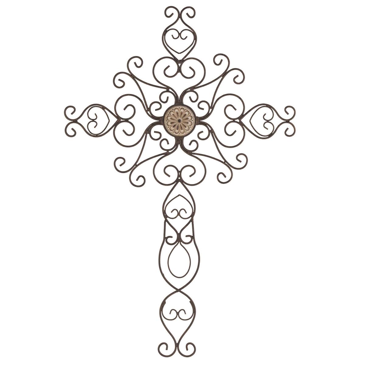 Swirl Medallion Patina Bronze 26 inch Metal Hanging Wall Cross by Dicksons