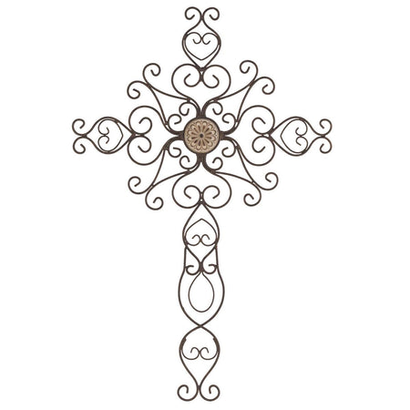 Swirl Medallion Patina Bronze 26 inch Metal Hanging Wall Cross by Dicksons