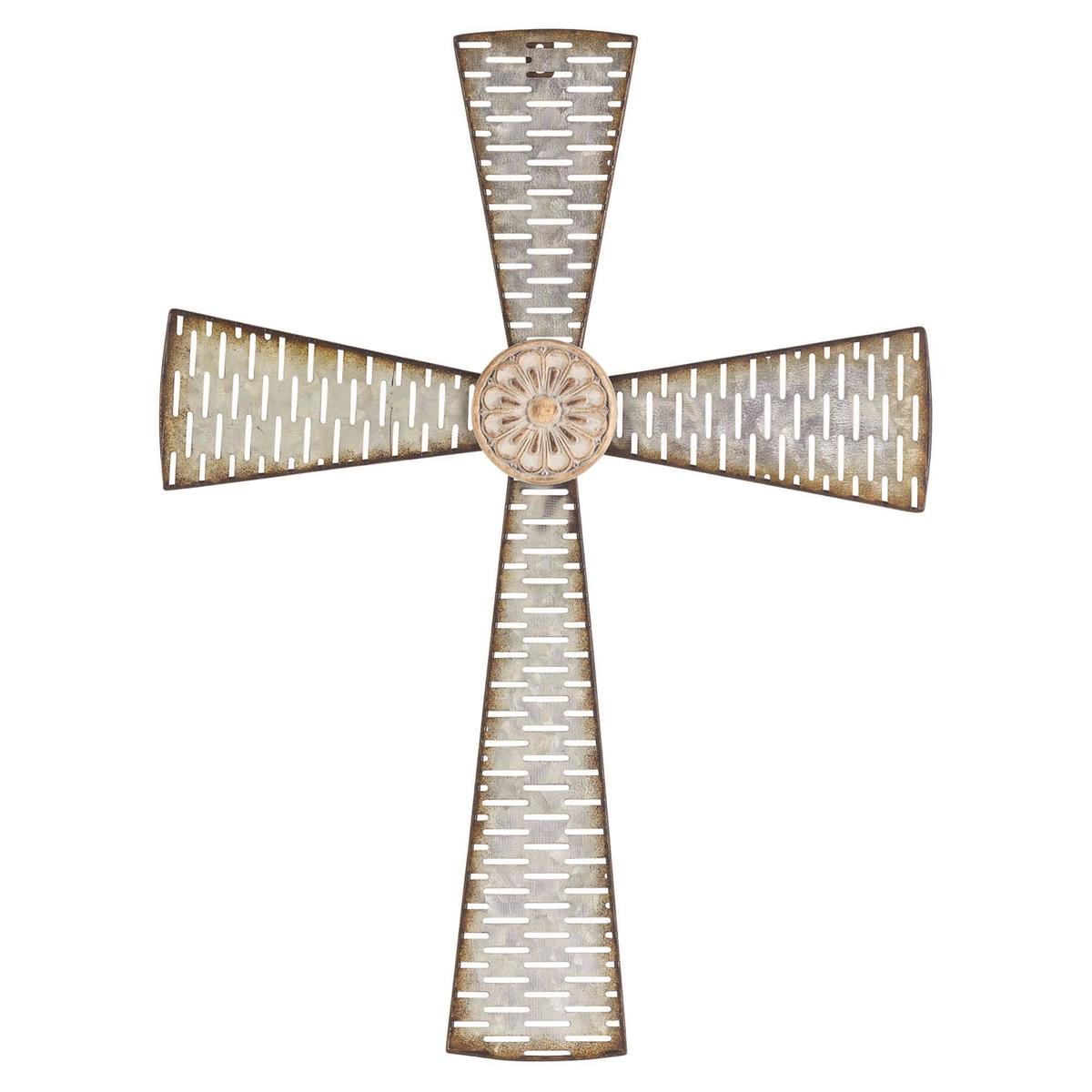 Dashed Weathered White 22 inch Metal Hanging Wall Cross by Dicksons