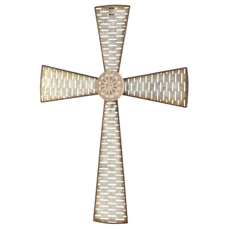 Dashed Weathered White 22 inch Metal Hanging Wall Cross by Dicksons, product view 2