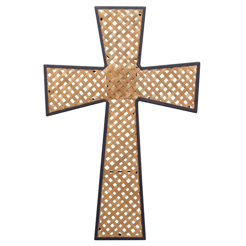 Basket Weave Metal Wood Wall Cross 18"H by Dicksons