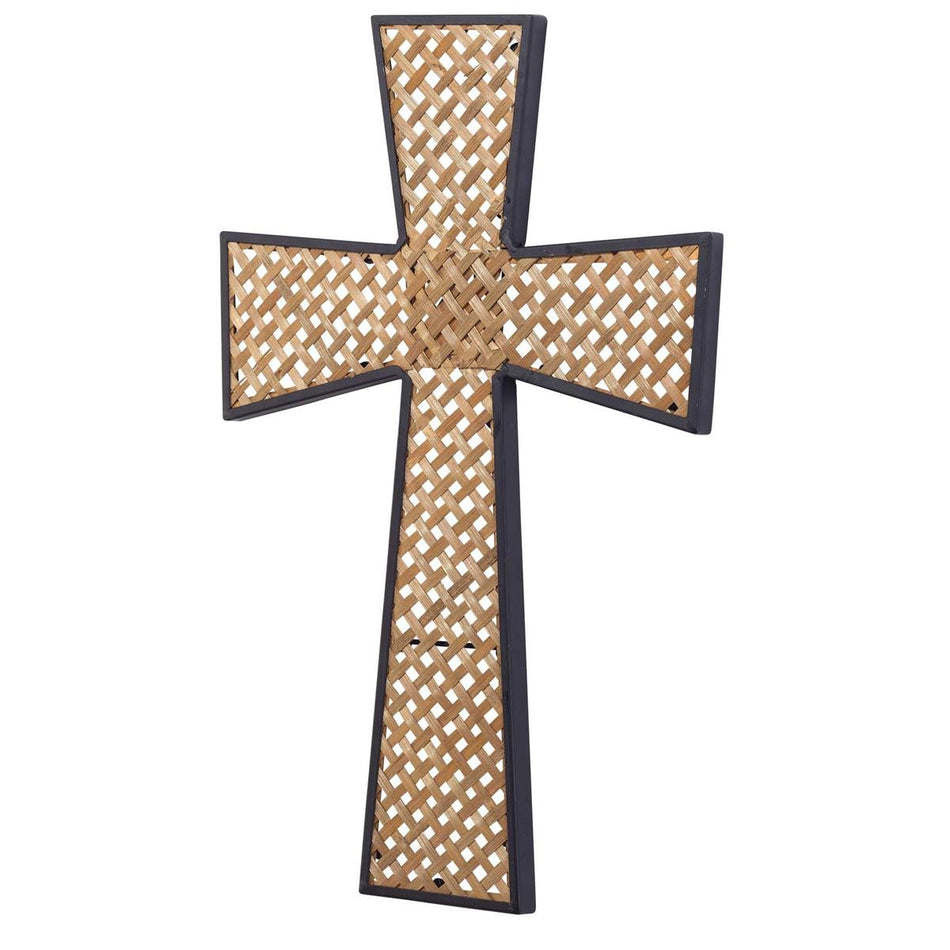 Basket Weave Metal Wood Wall Cross 18"H by Dicksons, product view 2