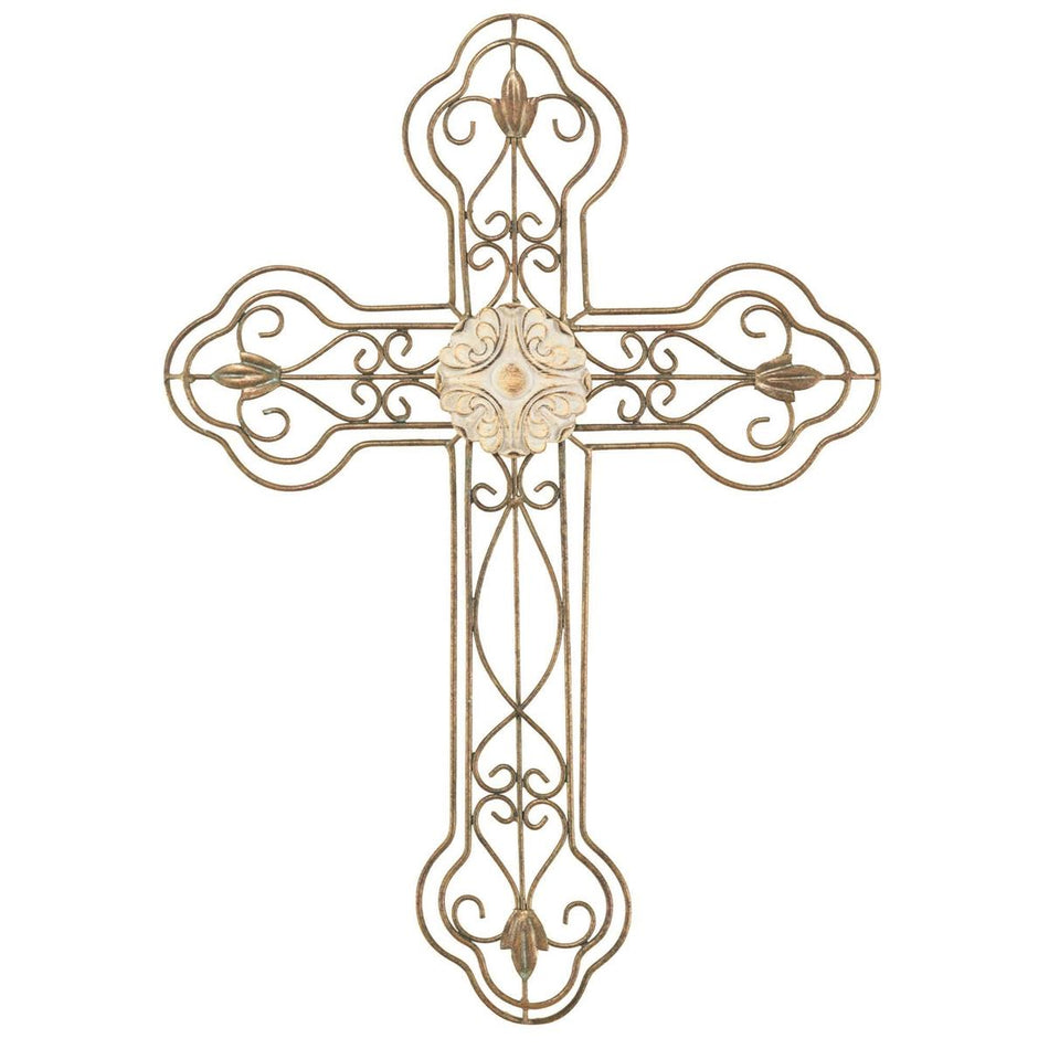 Ornate Open Design Aged Patina Accented Medallion Gold 20.25 x 14.75 Metal Wall by Dicksons