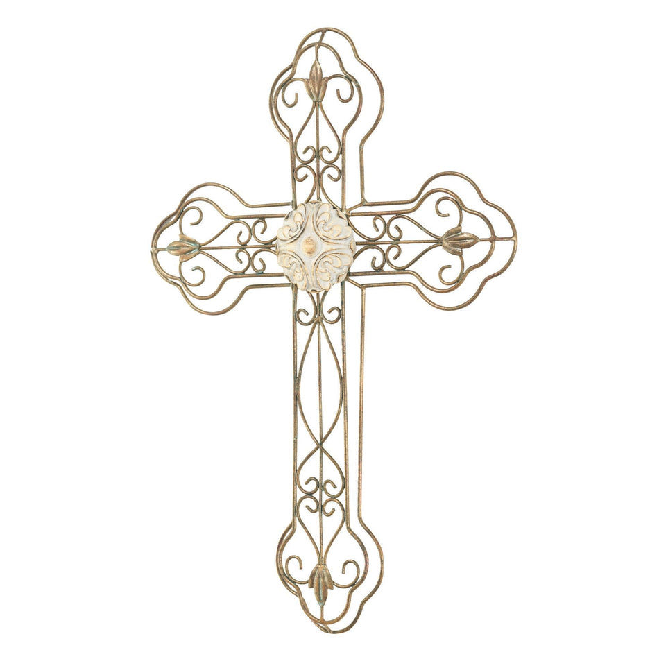 Ornate Open Design Aged Patina Accented Medallion Gold 20.25 x 14.75 Metal Wall by Dicksons, product view 2
