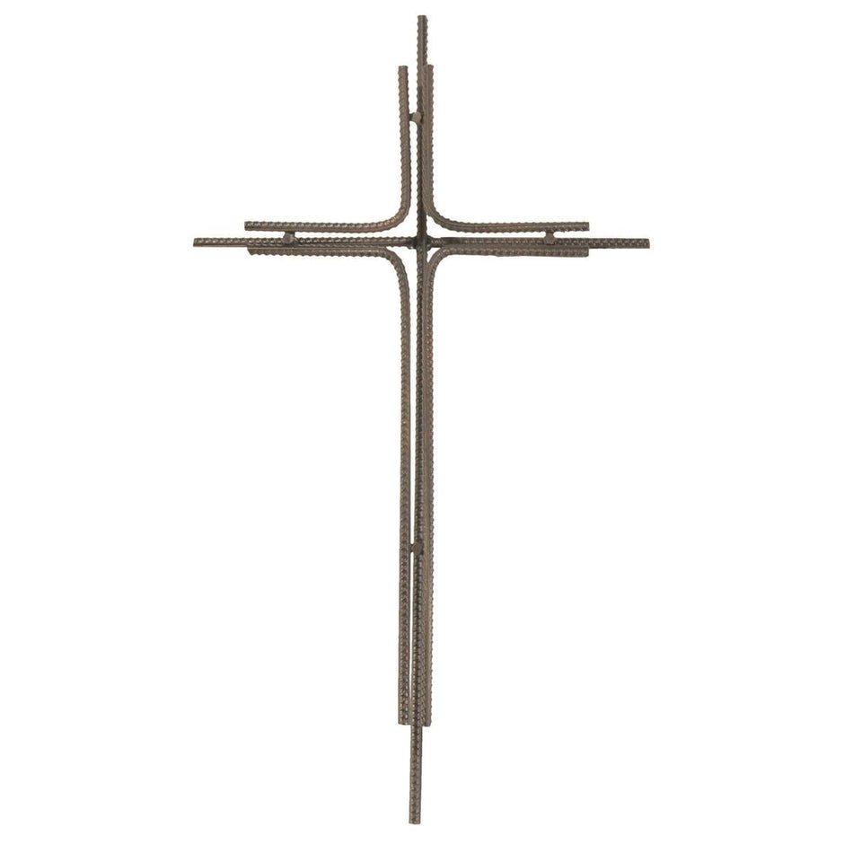 Slim Design Distressed Finish Rough Texture Brown 18 x 10 Metal Wall Cross by Dicksons