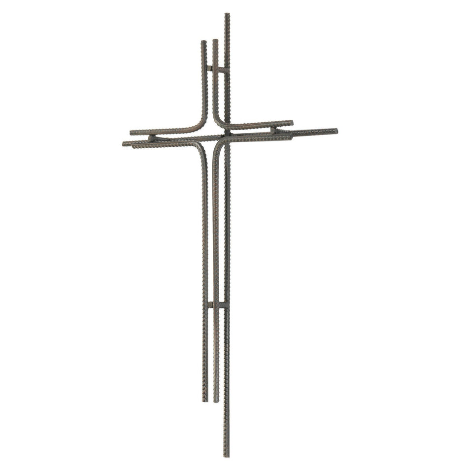 Slim Design Distressed Finish Rough Texture Brown 18 x 10 Metal Wall Cross by Dicksons, product view 2
